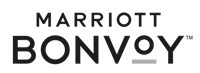 The image shows the logo for "Marriott Bonvoy" with the text in black on a transparent background. logo on footer section.