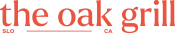 The image contains the text "the oak grill SLO CA" in red font, indicating a location or business name.
